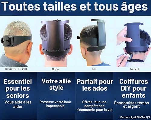 Kit de coupe de cheveux pour homme | Guide de coupe automatique 2 pièces pour homme : modèle de rasage et guide de décoloration | Outil de décoloration des cheveux à taille réglable et modèle de - 8