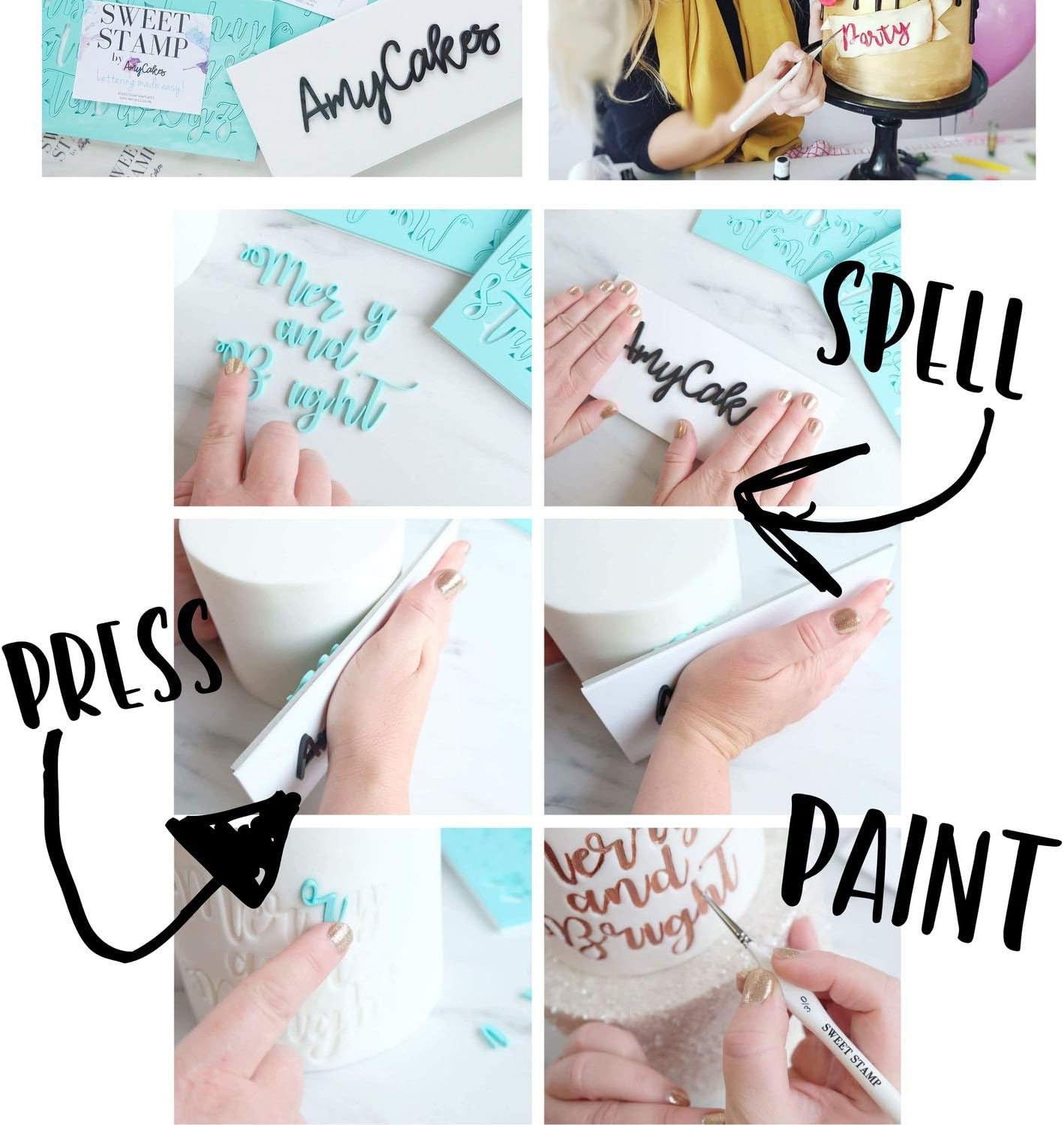 Sweet Stamp by AmyCakes Plastic Uppercase, Lowercase, Numbers and Symbols for Embossing Cookies