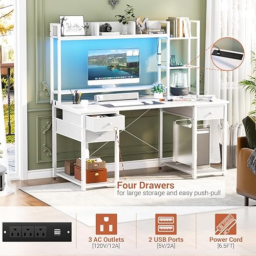 Miniatura 31 de Aheaplus Escritorio LED para juegos con gabinete, estación de trabajo para computadora de 47.2 pulgadas, color negro Negro -,Roble