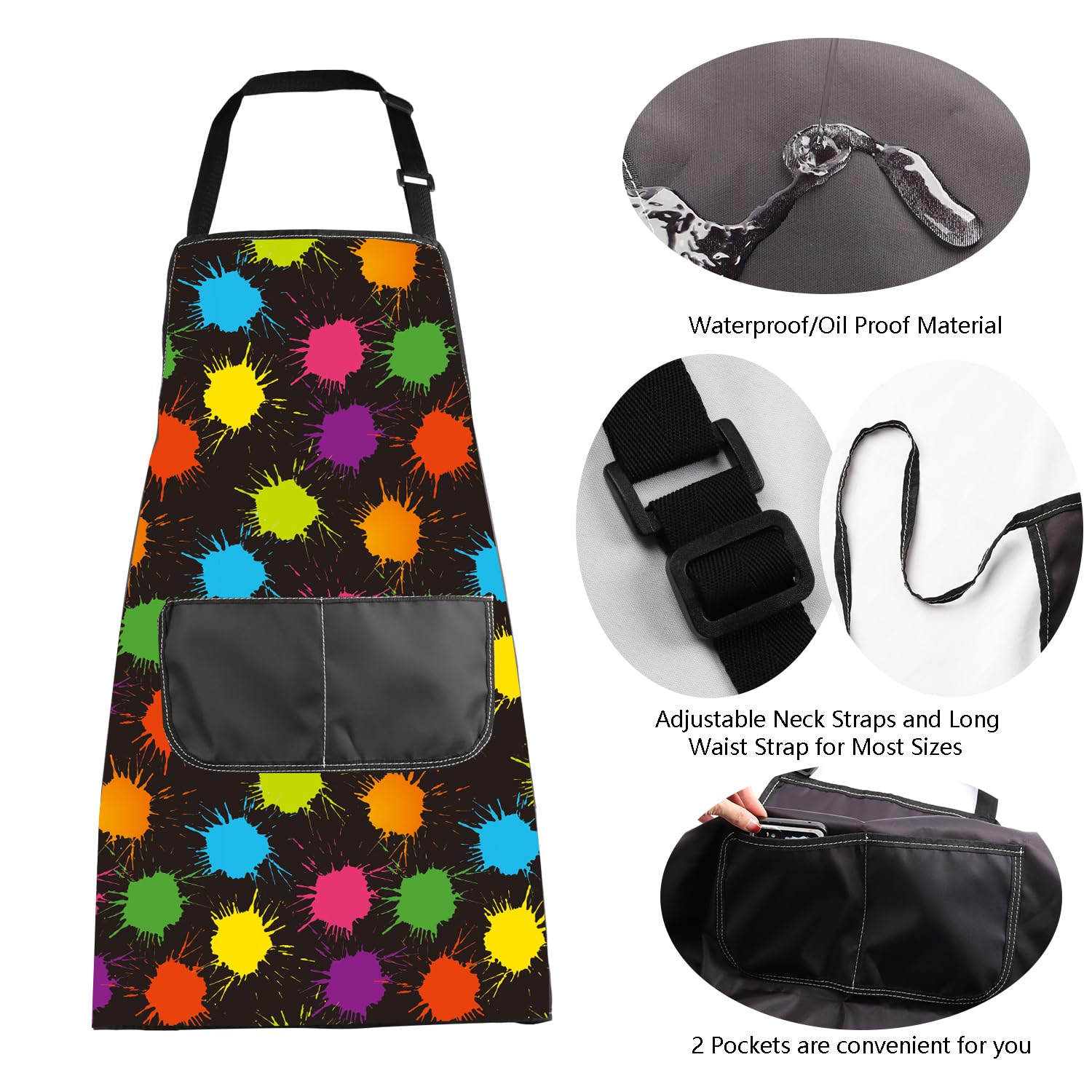 BNQL Painting Artist Apron with Pockets Artist Painter Gifts Art Lover Gift for Art Teacher Apron Painter Aprons (art drop apron) - Image 4