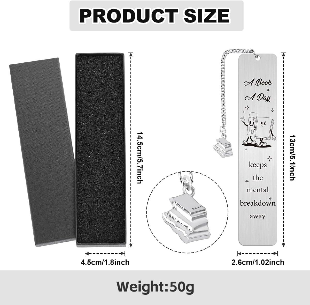 Funny Bookmark Gift for Book Lover, Inspirational Mental Bookmark for Reading Women Bookworm Bookish Nerd, Christmas Birthday Gifts for Girls, A Book A Day - Image 2