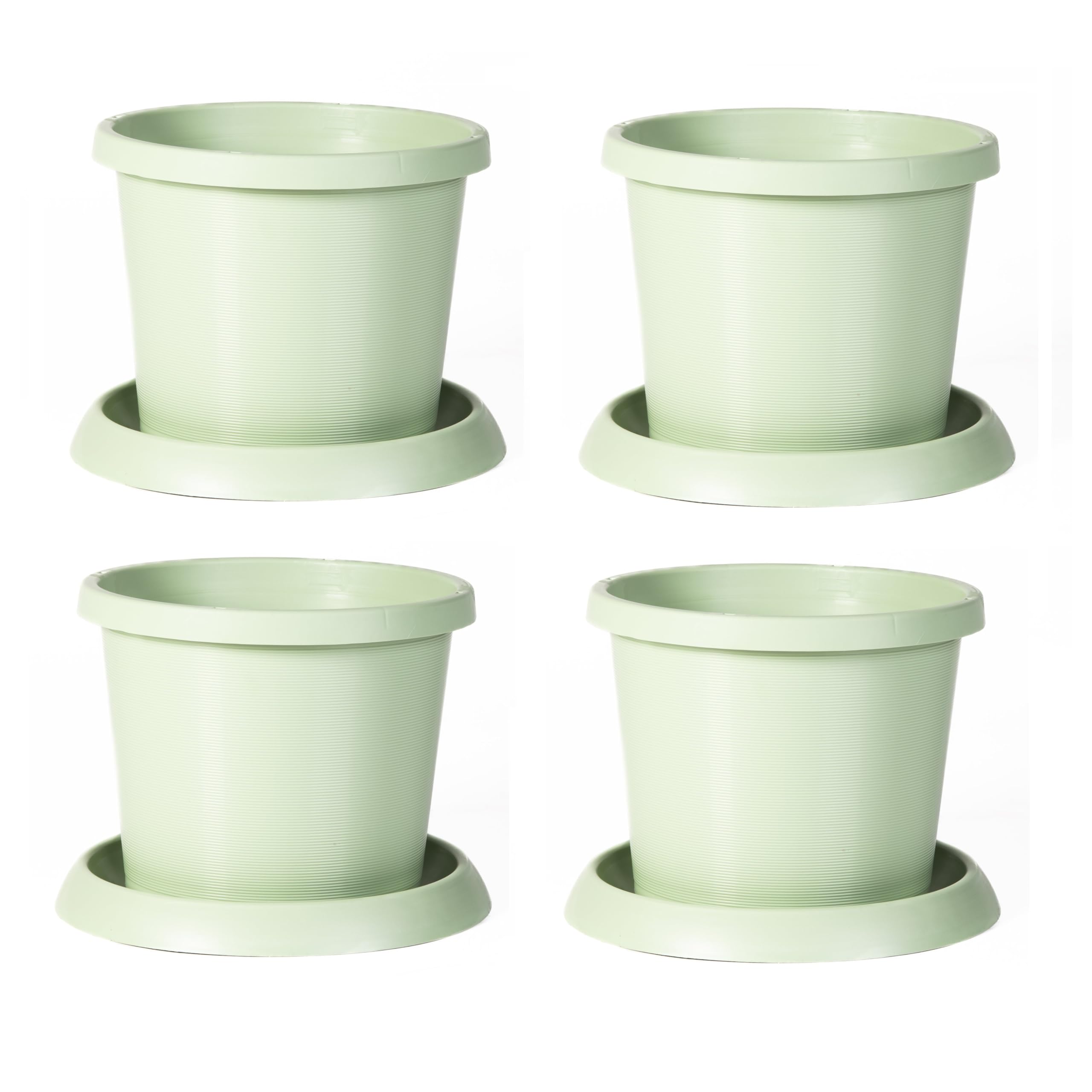 Garden Gear Pistachio Green Flowerpot With Saucer, 42Cm, Weatherproof Recycled Plastic, Drainage Holes (4)