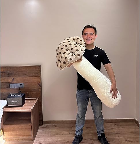 Miniatura 9 de Hofun4U Almohada de felpa gigante de hongos  Almohada de cuerpo largo con forma de hongo de 51 pulgadas  Peluche de hongos a lunares  Regalos de