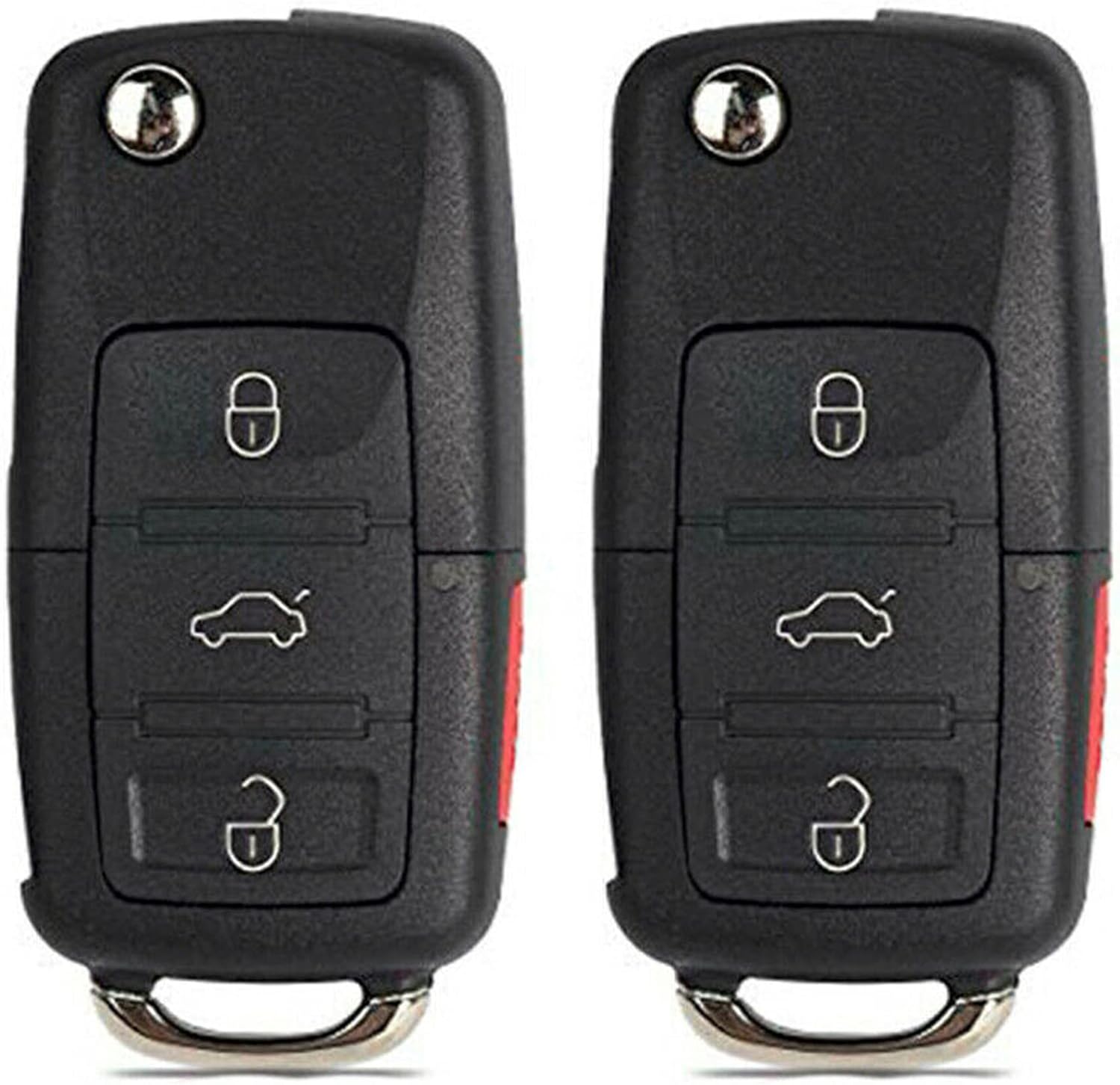 2X New Replacement Remote Key Fob Shell / CASE Flip Case 3 Button Compatible with & Fits for Volkswagen - (No Electronics or Chip Inside)