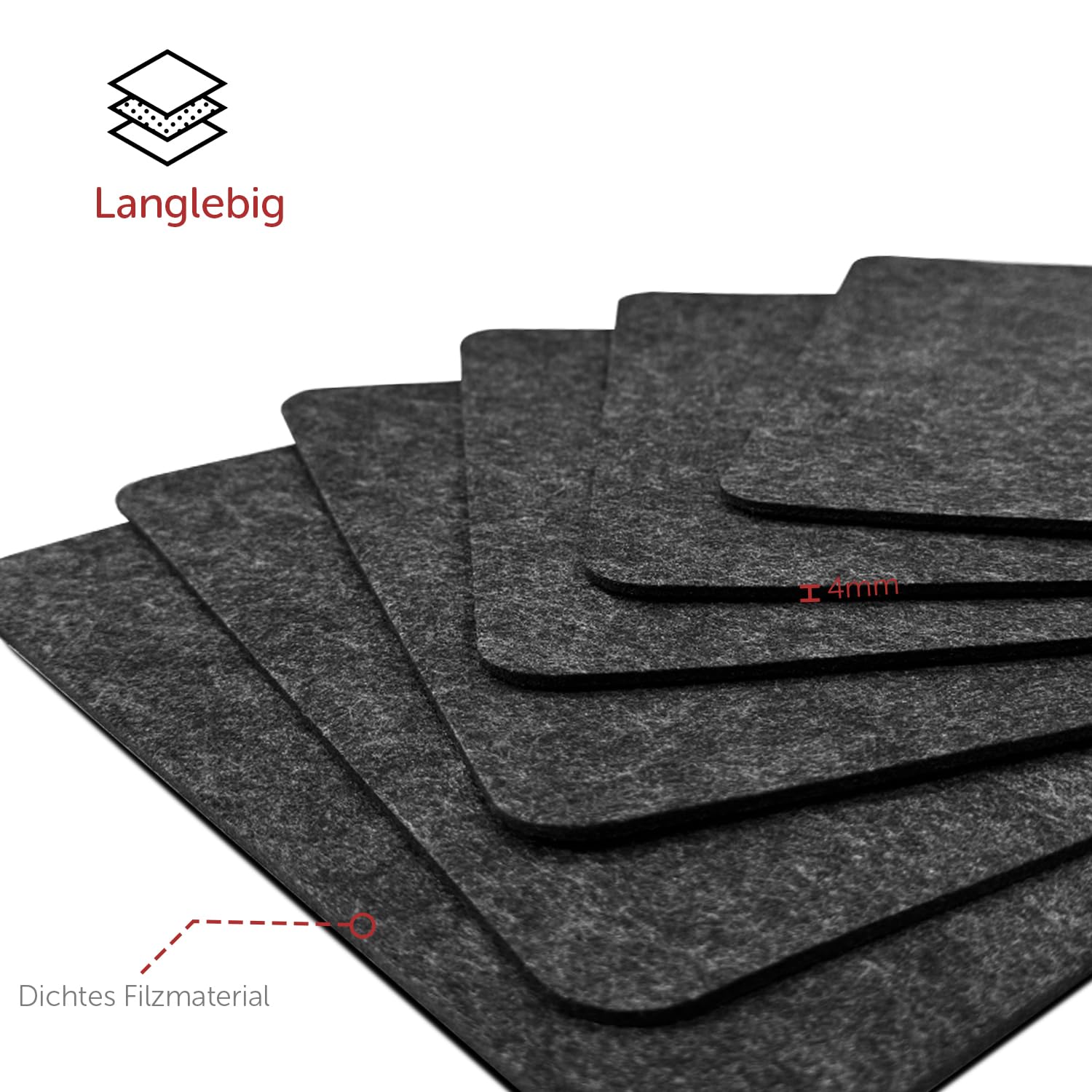 shinfly Tischsets Abwaschbar Platzsets aus Filz 18er Set, Abwischbar Tischsets, Hitzebeständig rutschfest Platzdeckchen mit Untersetzer, BestecksäCken für Küche, Speisetisch, 44x31cm【Anthrazit】