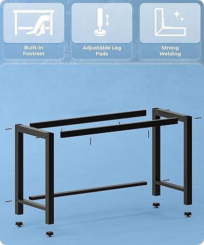 Miniatura 5 de Escritorio de oficina en casa de 43 pulgadas, escritorio moderno para computadora de 43.3 x 23.6 x 29.5 pulgadas, mesa de PC con marco grueso,