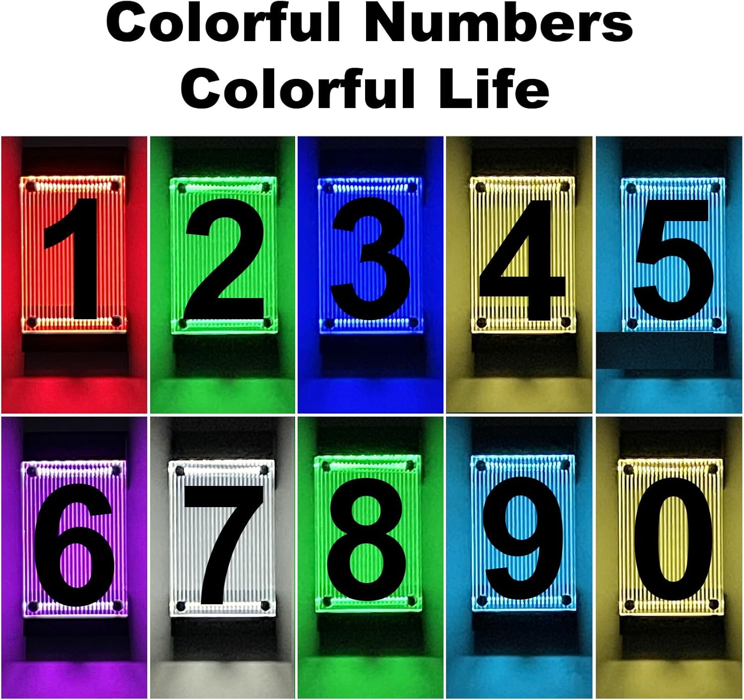 Solar House Numbers for Outside, 3D Acrylic Number Colorful light Remote Control, Solar Address Sign, Lighted Modern Address Numbers Solar Powered for Yard Street (Number 7)
