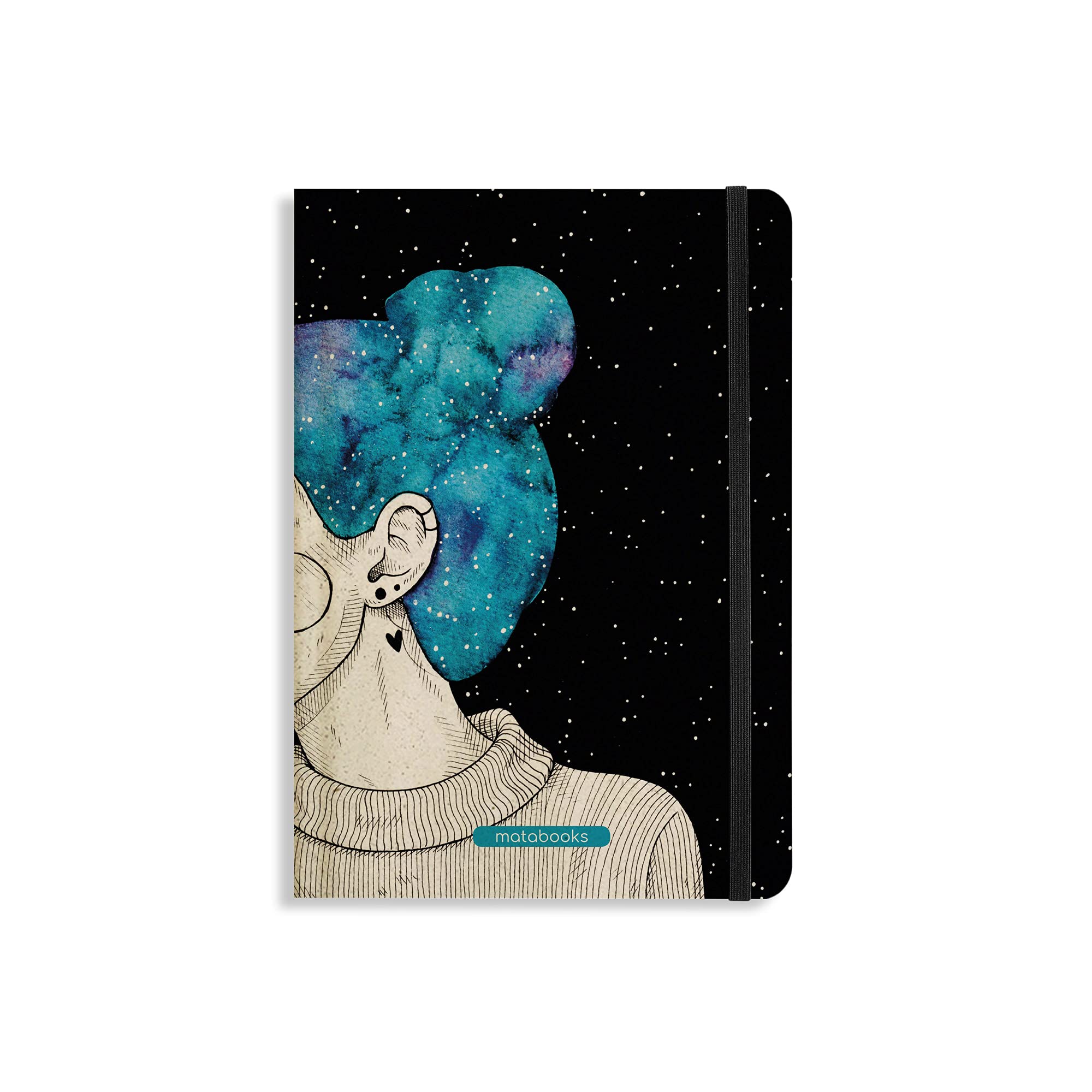 Matabooks Notizbuch A5 fester Einband, 138 Seiten, Natur, Handmade, Made in Germany (Blue Starry Sky, liniert)