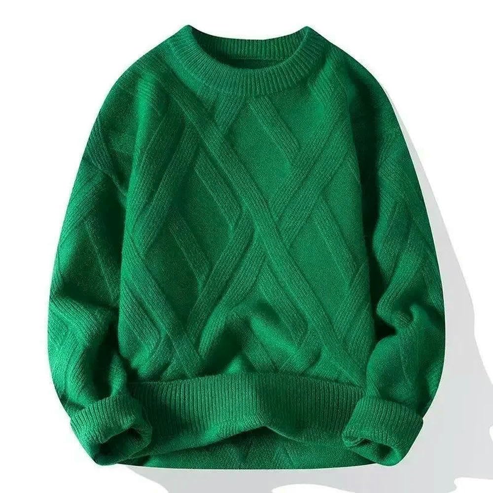 ZBDP Autunno Inverno Maglione Uomo Casual Largo Rosso Maglia Pullover Girocollo Strato Base Addensato Top Alla Moda per gli Uomini