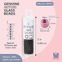 Vista 3 de Miyuki Cuentas de semillas Delica – Tamaño 11/0 (0.063 in), DB0010, negro, 0.25 oz, aprox. 1440 cuentas, fabricado en Japón