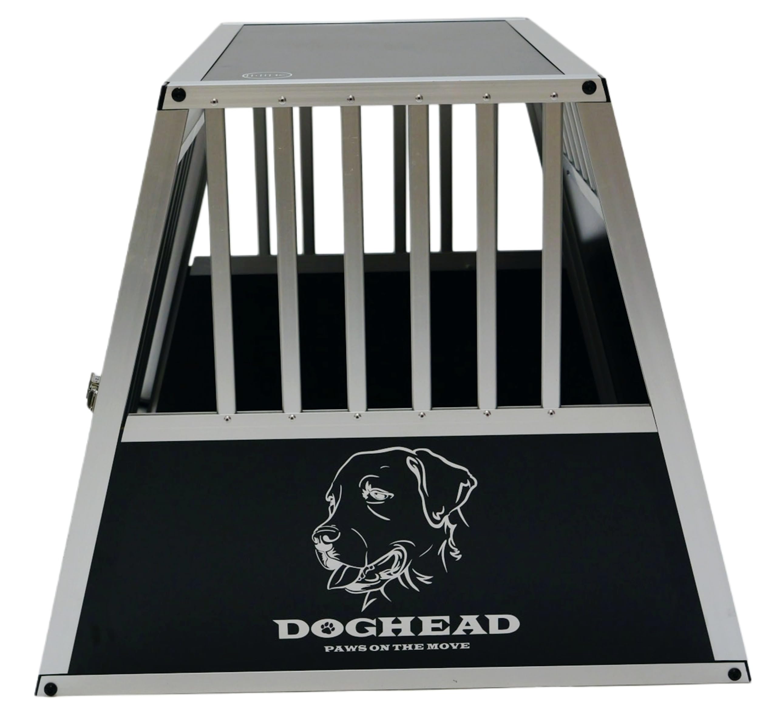 DOGHEAD Hundetransportbox Ecoline, Single 80x75x63 cm, Schwarz, Aluminium, Beidseitig Abgeschrägt 75°