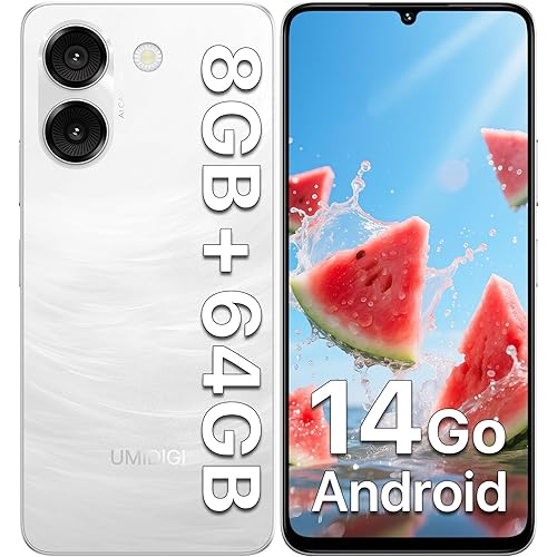 UMIDIGI G9A Unlocked Phones, Android 14 Go Cell Phone, 8GB+64GB/TF 1TB Expend Octa-Core, 4G Dual SIM Card, 3.5mm Headphone Jack 6.75" HD+Display Phones, AI Face Unlock Android Phone,5000mAh,GPS