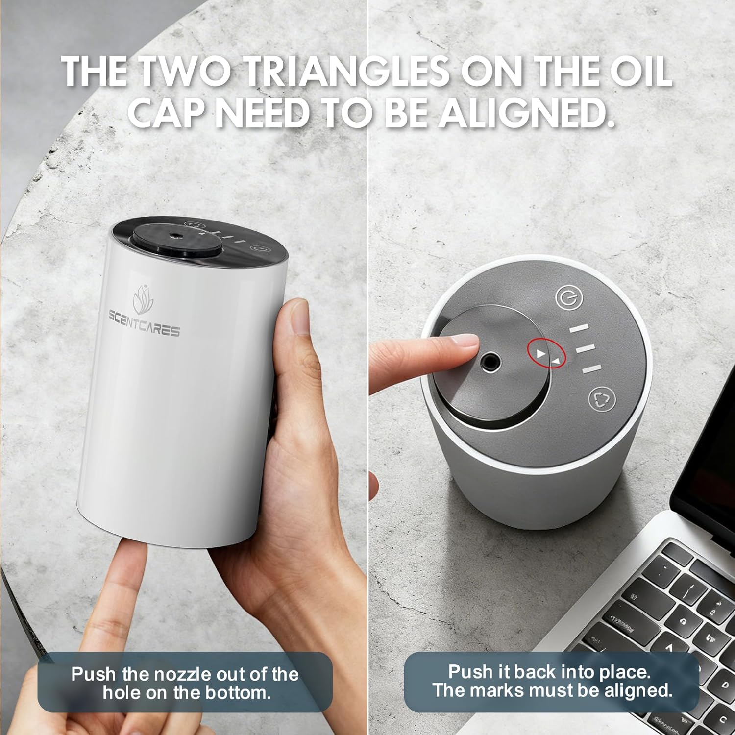 Waterless Diffuser for Essential Oil for Home and car, Sentiment Essential Oil Diffuser with Cold Air Technology, 2 Diffusion Modes, 4 Timer Settings (1/2/4/6H), Warm LED Light Rechargeable
