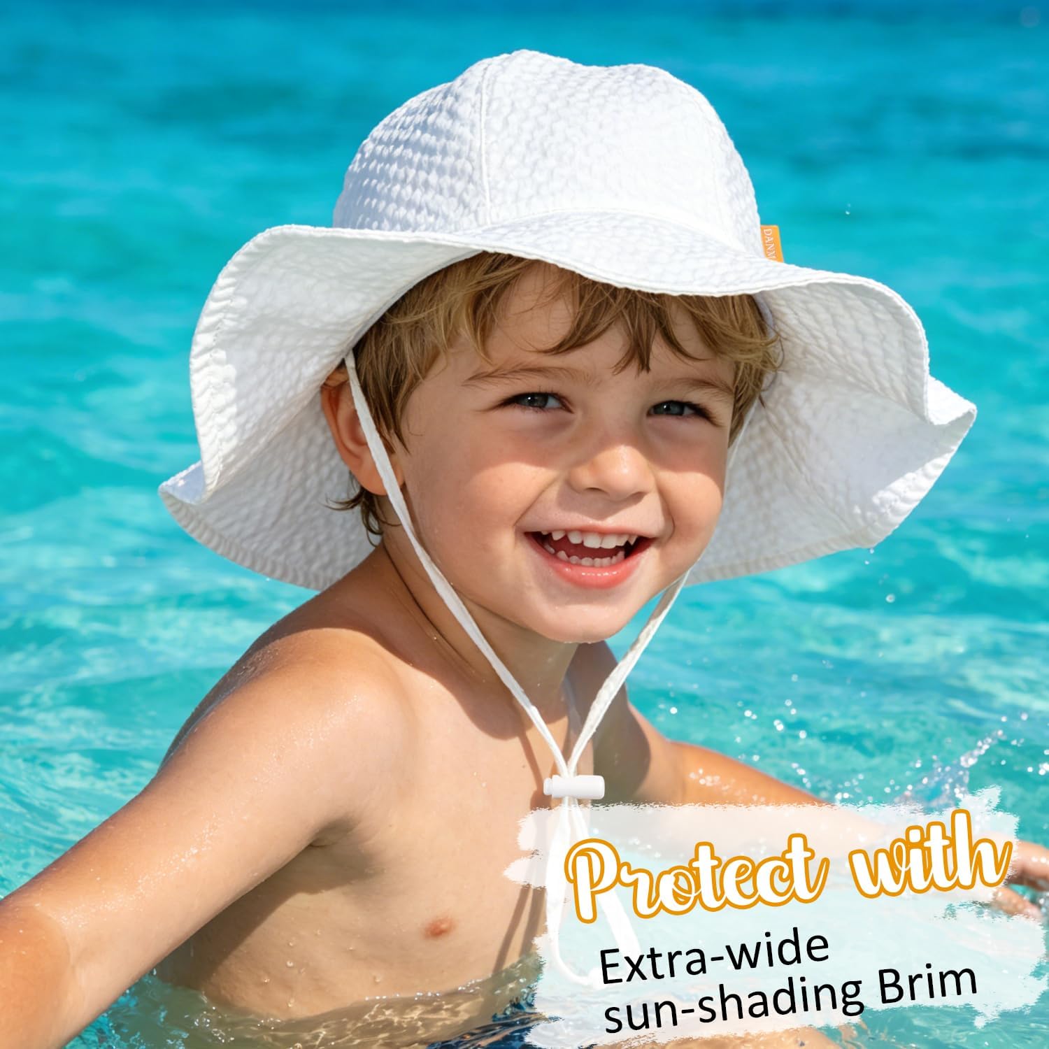 Baby Sun Hat Toddler Girl Boy Beach Hat,Kids Adjustable Outdoor Summer Hat Child Sun Protection Wide Brim