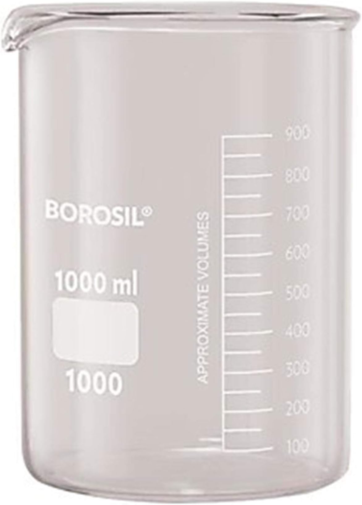 Foxx Life Sciences 1000D21 Borosil Borosilicate Glass 3.3 Low-Form Griffin Beaker with Pouring Spout, Graduated, 250ml Capacity, Pack of 40