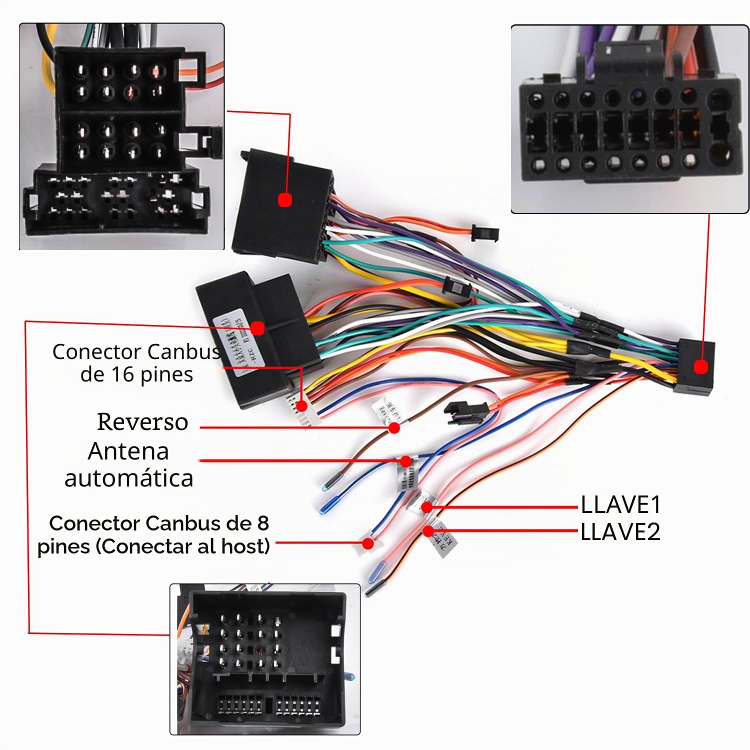 Hodozzy 36 Pin y 40 Pin ISO Cable Adaptador con Canbus para VW Golf Polo Skoda Seat Touran Standard ISO Radio Coche Adapter con Cableado de Control del Volante y Línea de Control Inversa