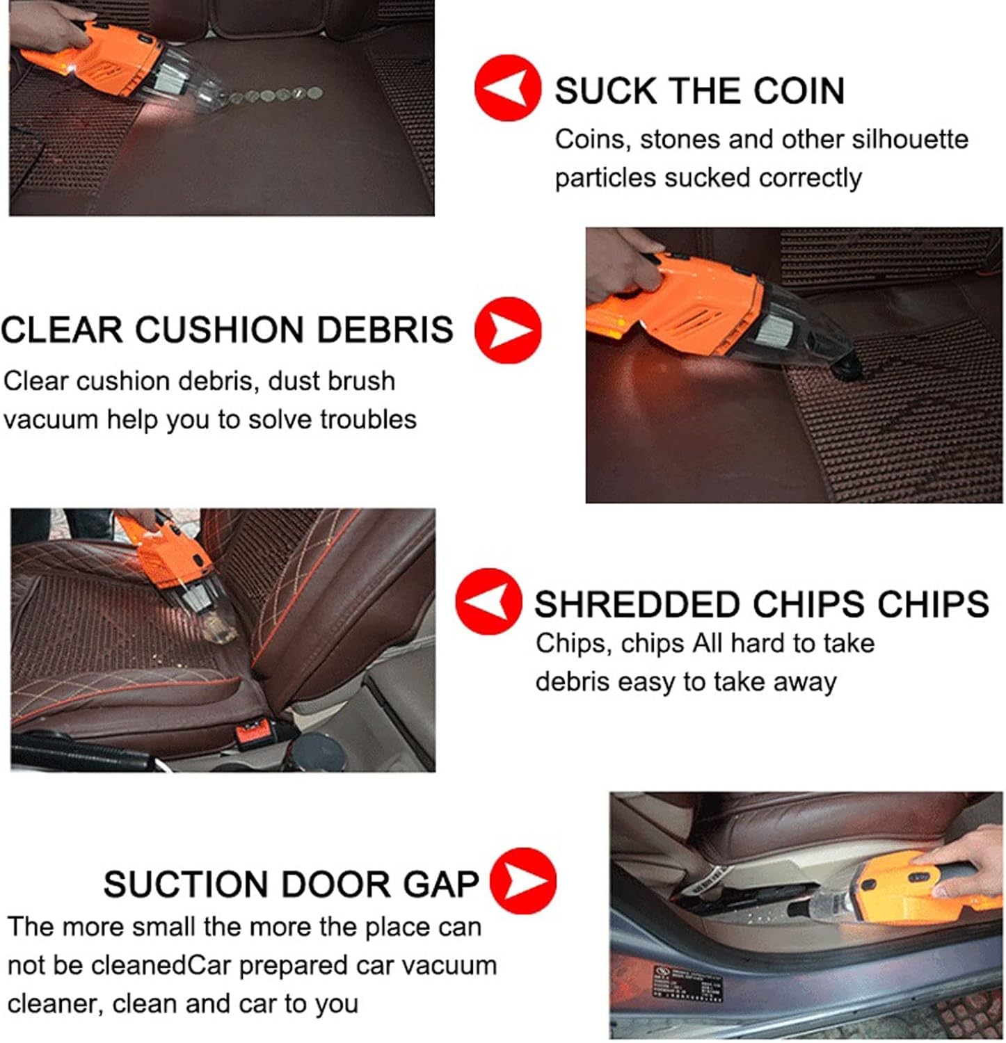 Hard Floor Vacuum Car Vacuum Cleaner Portable Handheld Wet and Dry Dual-Use 5 Meters Connector Cable with LED Light Multi Dust Collector