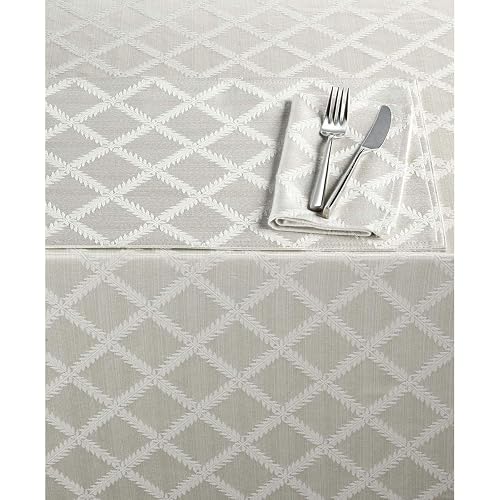 Lenox Laurel Leaf Tablecloth, Platinum - 70"W x 104"L
