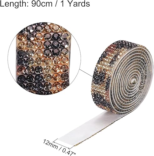 Miniatura 2 de MECCANIXITY 3 rollos de cinta de diamantes de imitación autoadhesiva de 3 yardas y 0.315 in para proyectos de artes y manualidades, pasteles de