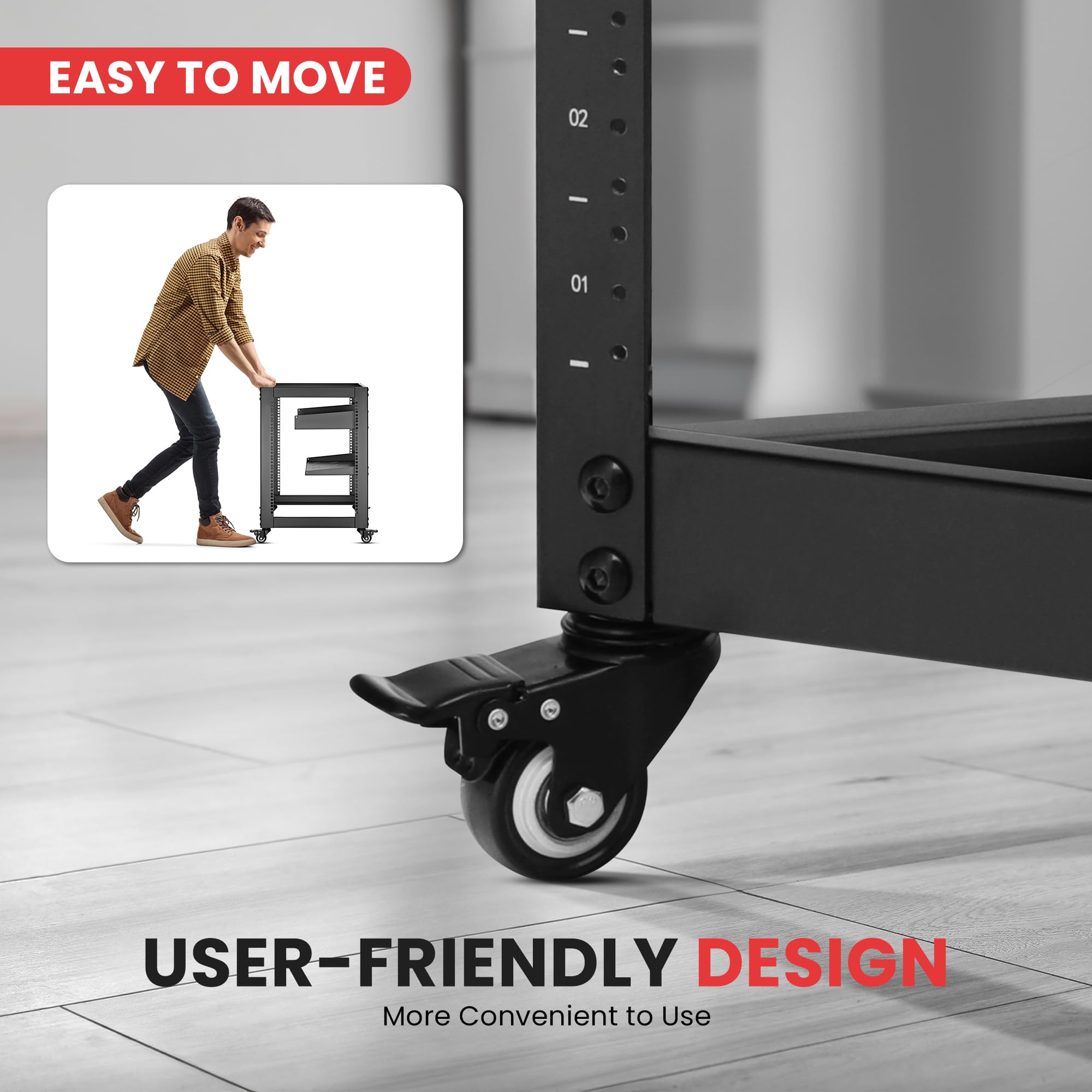 Armoire réseau 15U pour Serveur – Rack à Cadre Ouvert, Montage Mural, Conception Robuste pour serveurs et équipements audiovisuels | Compatible avec l'équipement Standard de 48,3 cm (Noir)