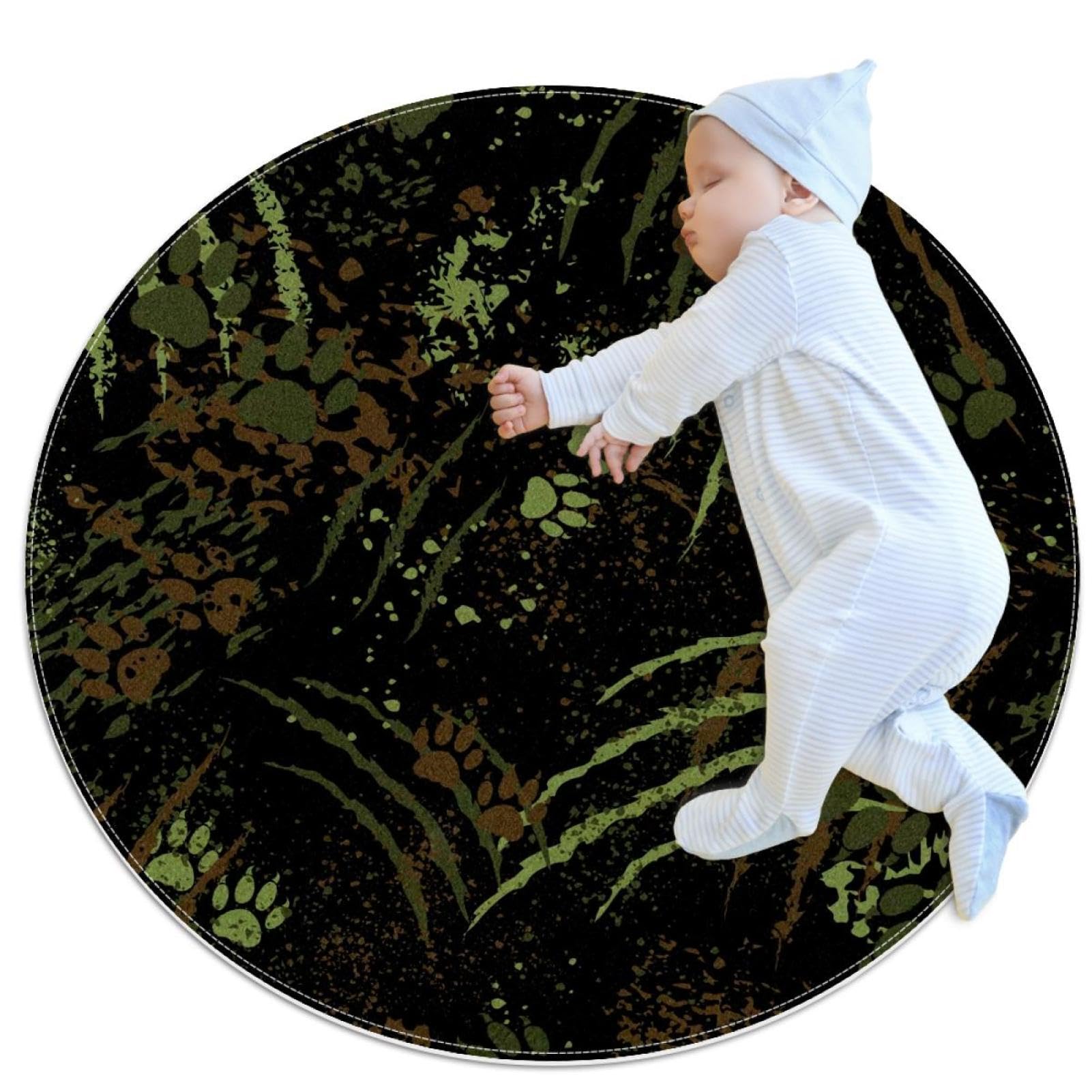 Tapis de salle de bain antidérapant rond 1m motif griffes de tigre et camomille pour canapé