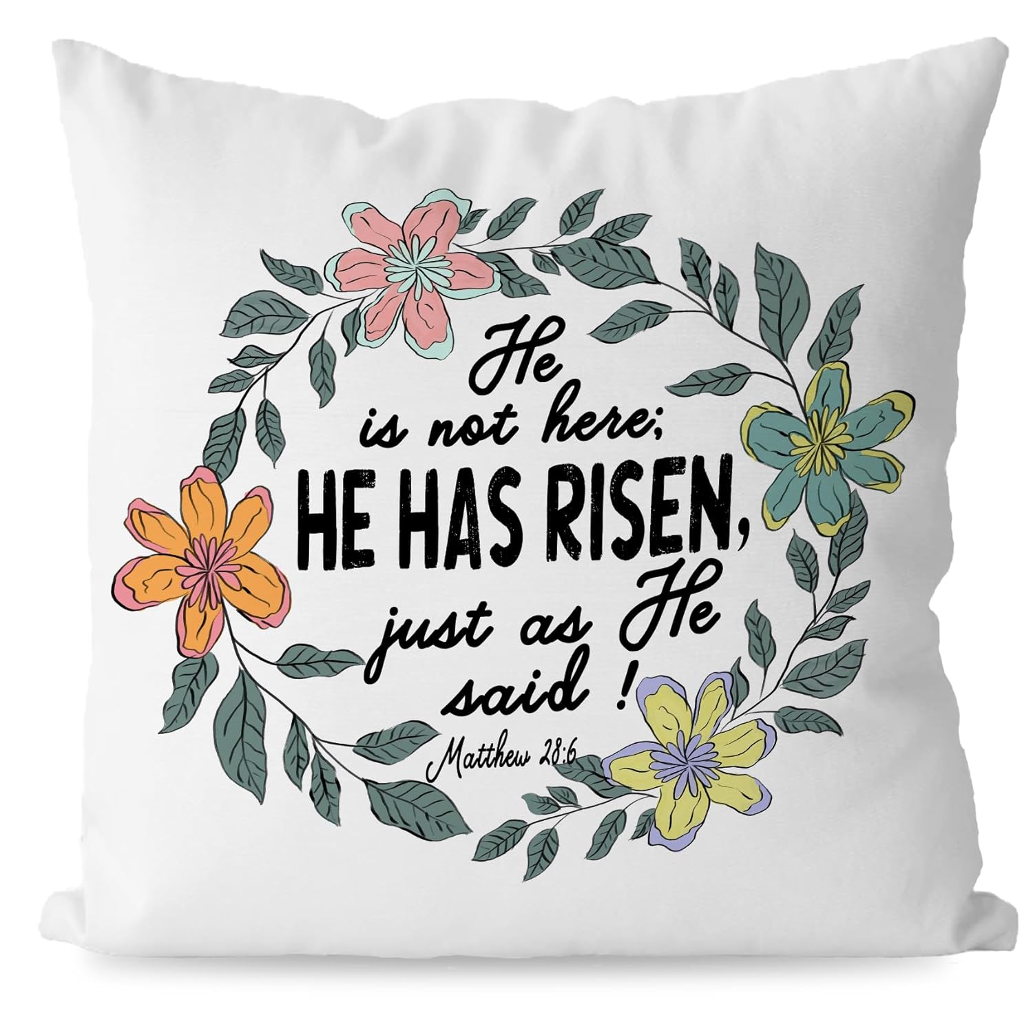 KEUSPI He Has Risen Easter Pillow Covers 18x18 He is Risen Easter Decor Christian Religious Easter Decor Decorations