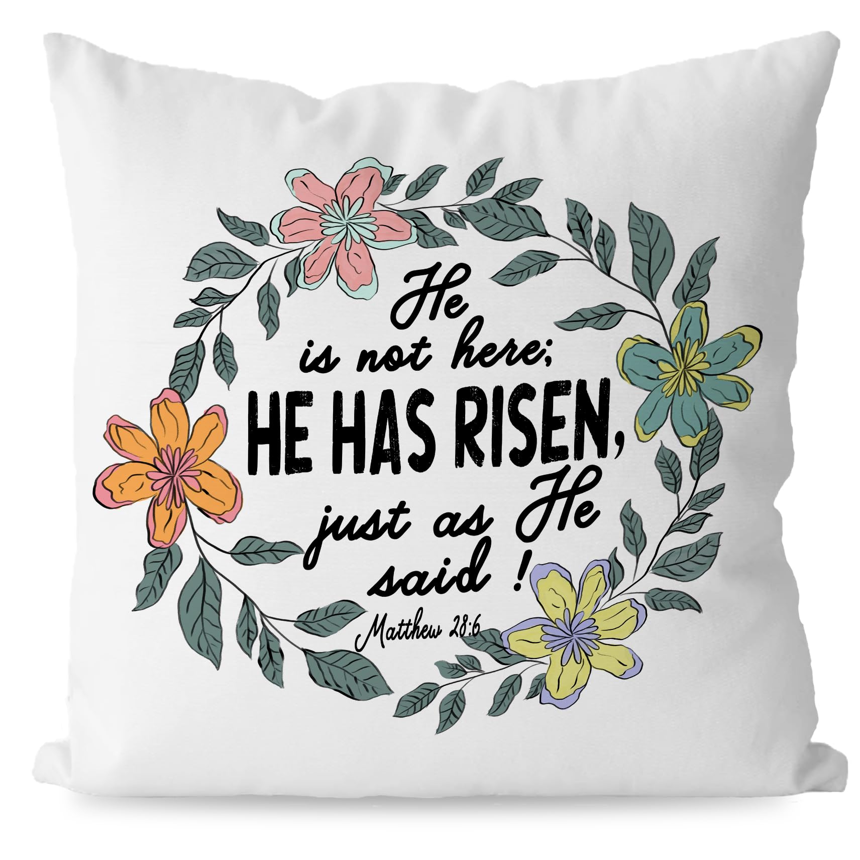 KEUSPI He Has Risen Easter Pillow Covers 18x18 He is Risen Easter Decor Christian Religious Easter Decor Decorations