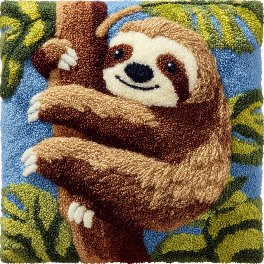 Henypt Latch Hook Cushion Kits Sloth