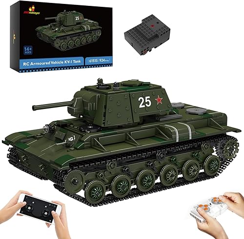 JMBricklayer KV-1 - Juego de construcción de tanques, WW2 RC Tank Model Kit Vehículos Militares Tanque del Ejército Juguetes para Niños, Decoración