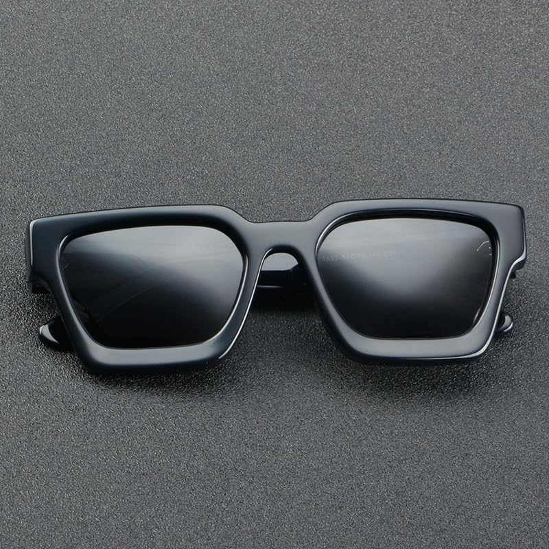 Retro Fashion Thick Acetate Polarized Sunglasses Trendy Square Men Womens Black Grey Shades Vintage2