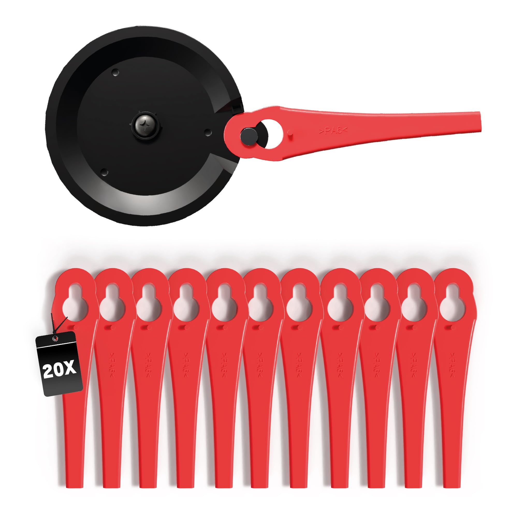 Grass Trimmer Replacement Blade + Cutting Disc Compatible with Florabest FAT 18 B2 | FAT 18 B3 | Grizzly Tools ART 18 Lion | ART 1825 Lion | CT 1800 Li | Trimmer Knife (Pack of 20 + Holder)