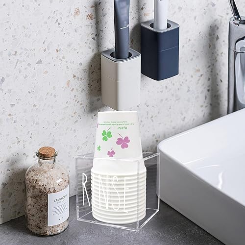 Miniatura 9 de Dispensador de vasos Dixie de acrílico blanco, Soporte de almacenamiento dispensador de vasos de papel desechable, Soporte de vaso Dixie de 35 oz,