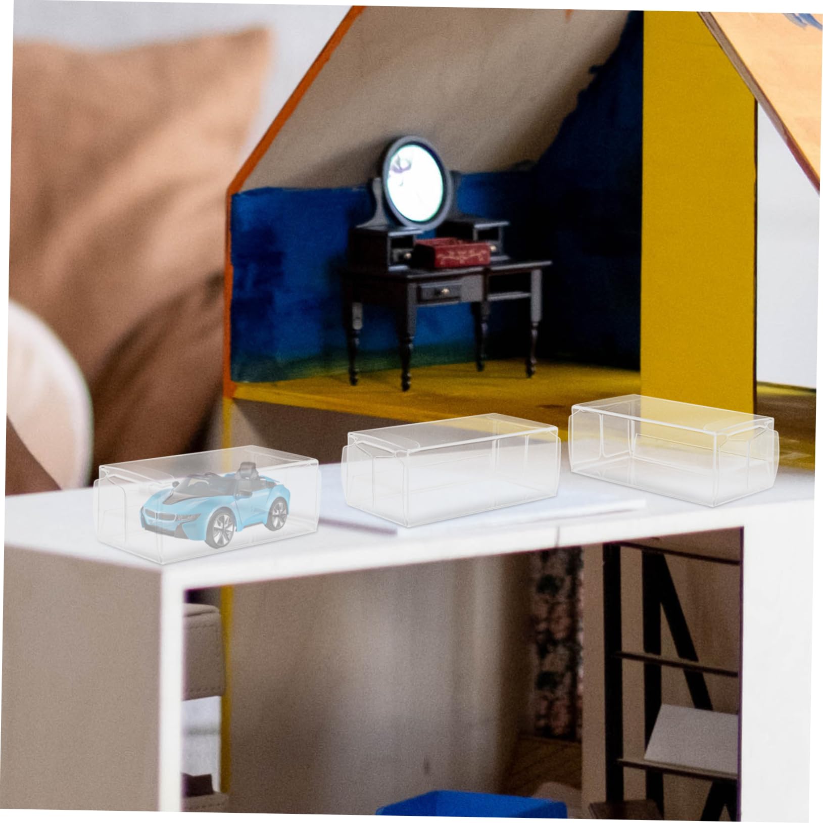 SHOWERORO Children's Toy Storage Boxes 120pcs PVC Display Boxes Lids Toy Bin Storage for Boys and Girls Organizer