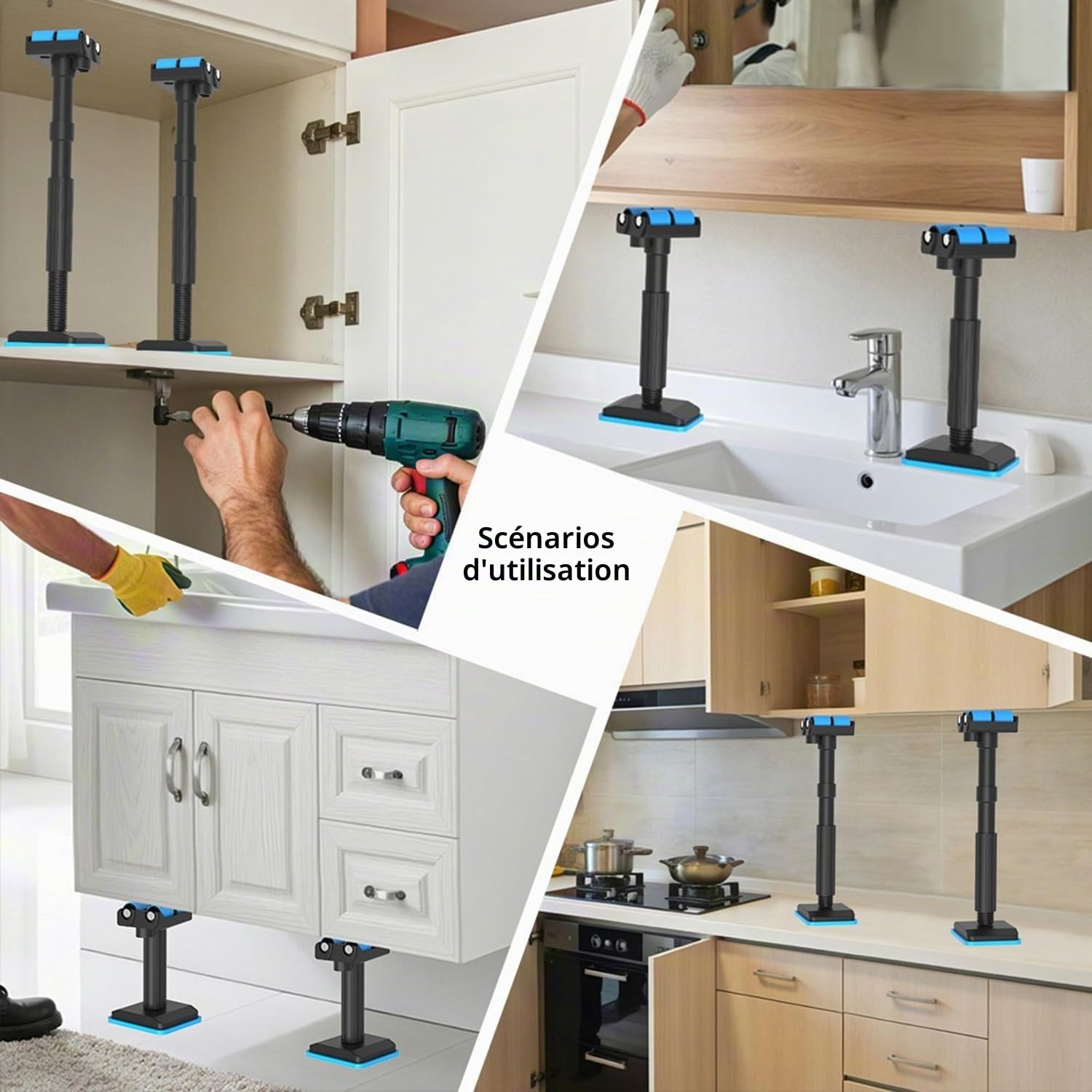 Labor-Saving Lifting Bracket, Height Adjustable Cabinet Lifter, Multifunctional Support Pole, Cabinet Installation BracketEasy Cabinet, Installation Tool for Farmhouse, Bathroom, Bedroom, Living Room