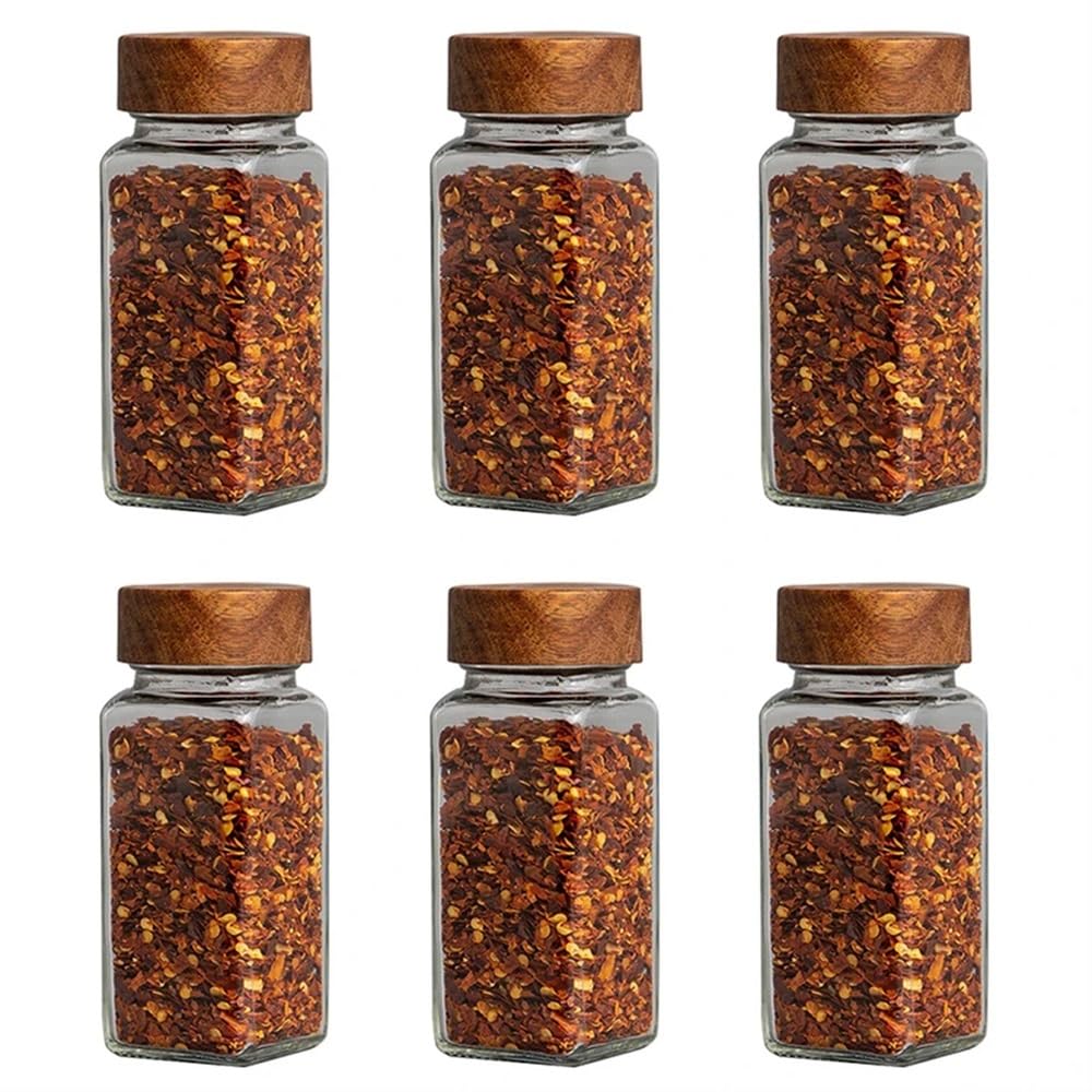 Set di 6 barattoli di spezie in vetro con coperchio, contenitori per condimenti di spezie, saliera e pepe, per spezie e spezie da cucina (set di 6 vasetti da 2)