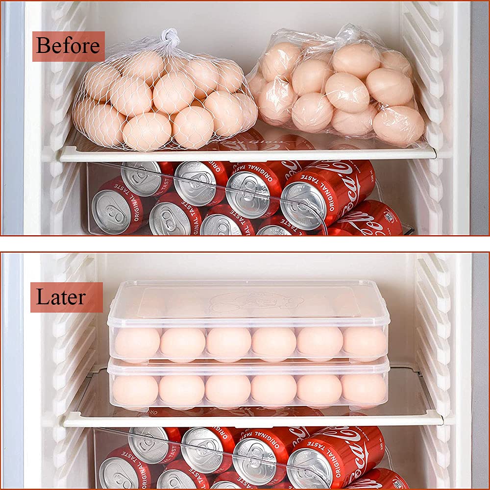 Portauova In Plastica Per Frigorifero - 2 Pezzi, Trasparenti E Impilabili, Per Uova