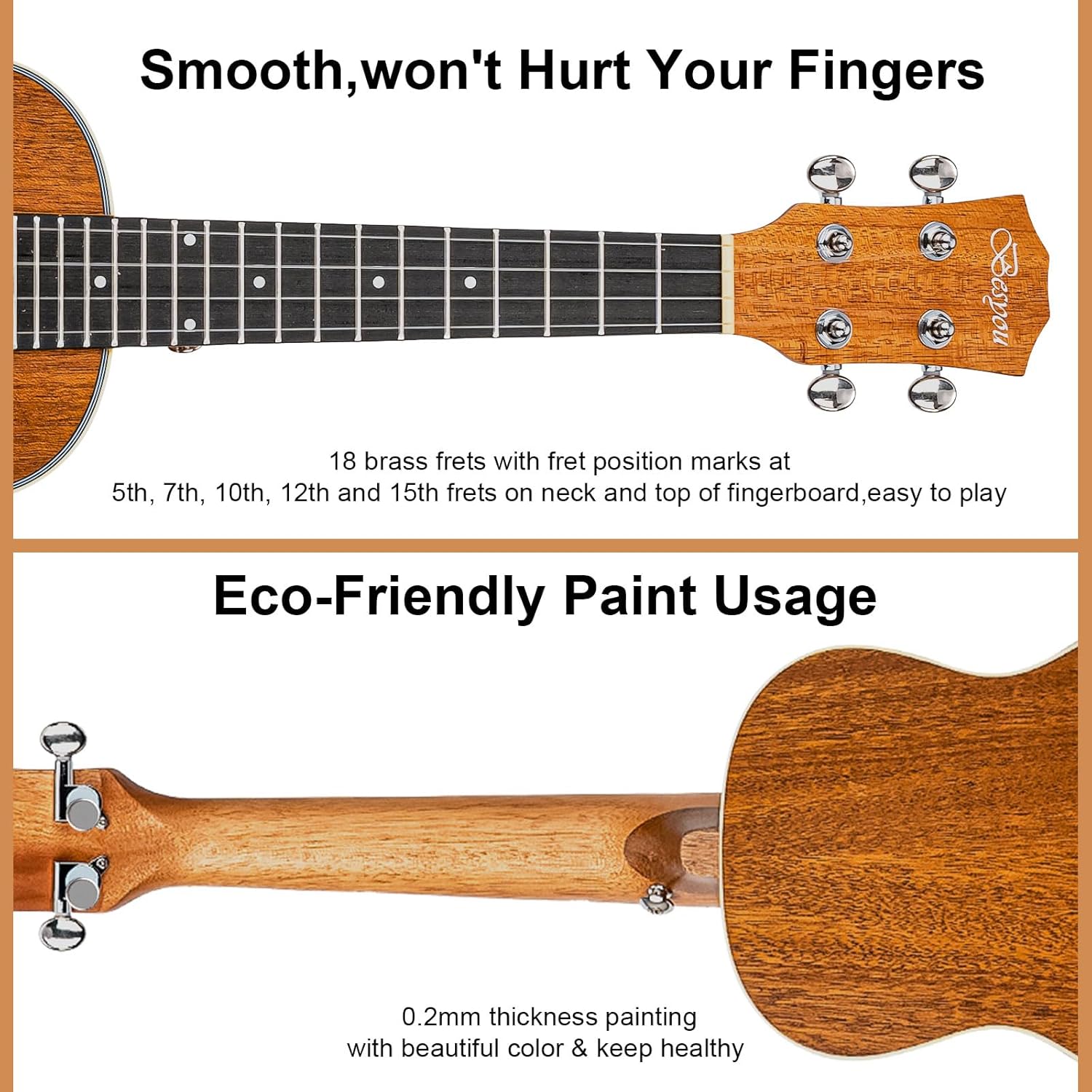 23 inches Uku Ukulele Beginner Kids Adult Student Travel Wooden Concert Mahogany Ukelele Kits with Tuner Gig Bag Strap Carbon Nylon String Picks Cloth Gift Choice (Mahogany)