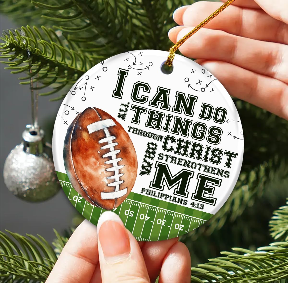 Football Christian Ornament 2025 | Bible Verse Philippians 4:13 Sports Design | Religious for Men, Boys & Teen Athletes | Faith-Based Holiday Decor for Family & Church - Image 7