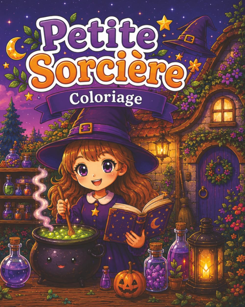 Petite Sorcière : Coloriage pour adultes, adolescents et enfants, illustrations magiques, scènes enchantées, amusant, facile et créativité, anti-stress relaxant et satisfaisant: (Coloriage Fantasy)