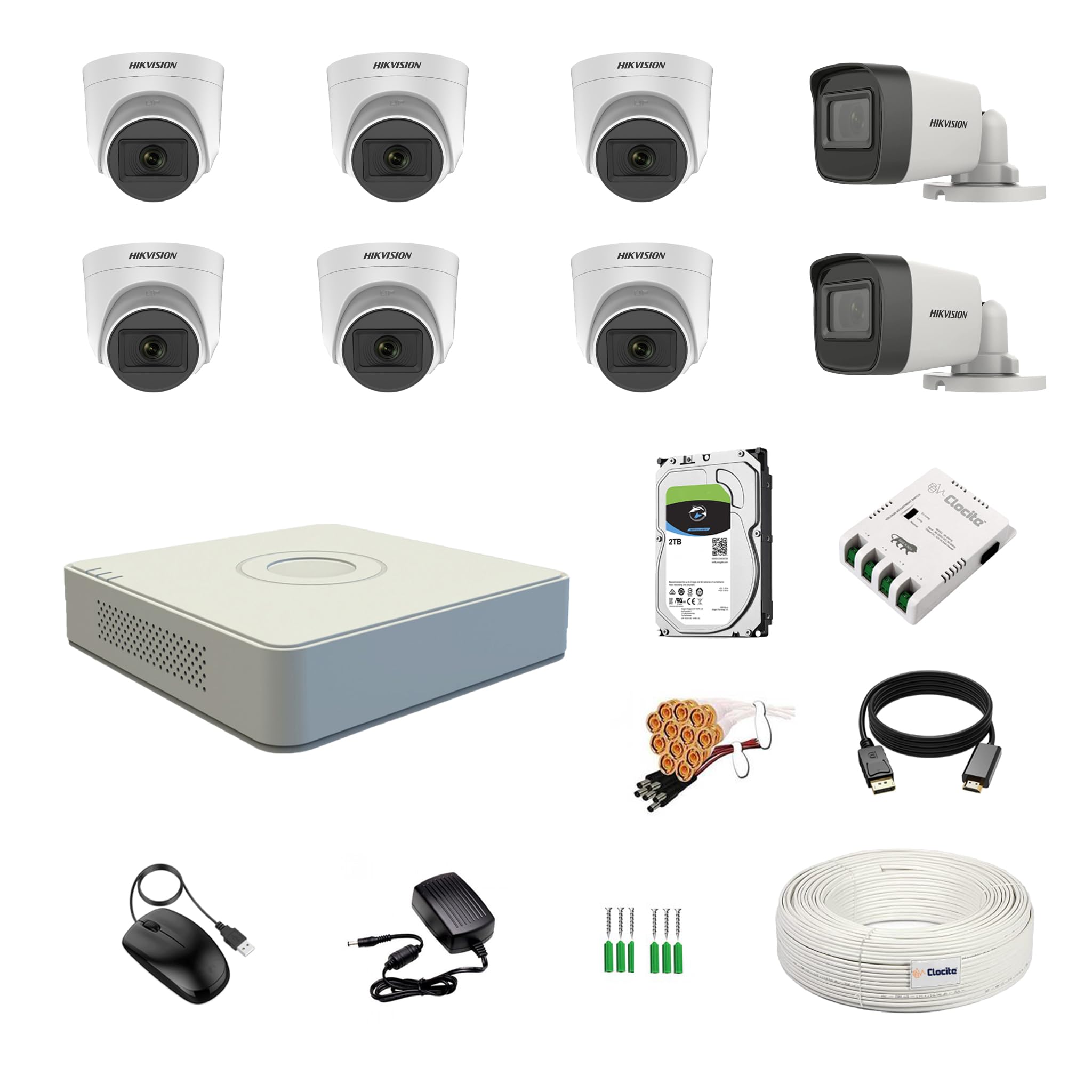 Hikvision 8 Channel DVR Kit - 5MP Cameras & 2TB HDD -12