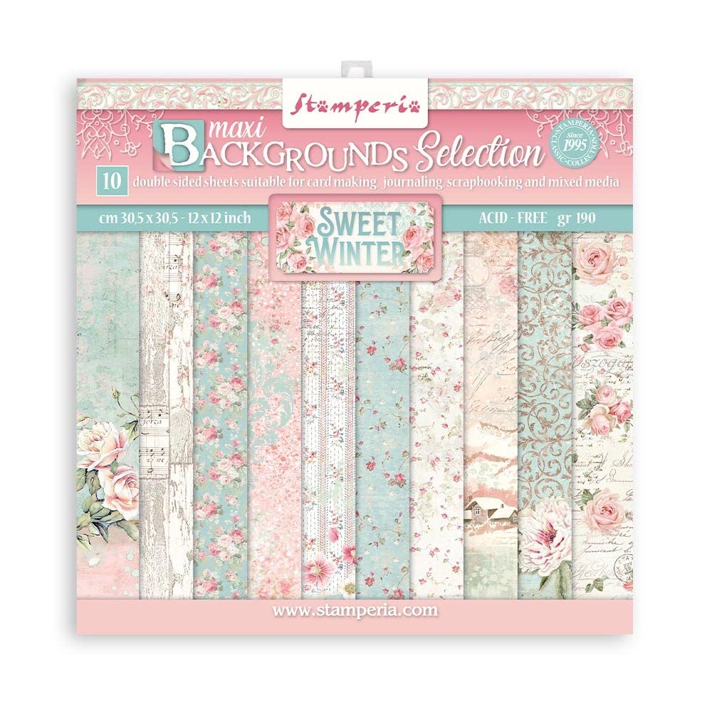 StamperiaInternational Mini Scrapbooking Pad-Double Sided Sheets-Backgrounds-Sweet Winter, Multicoloured, 8 x 8 inches