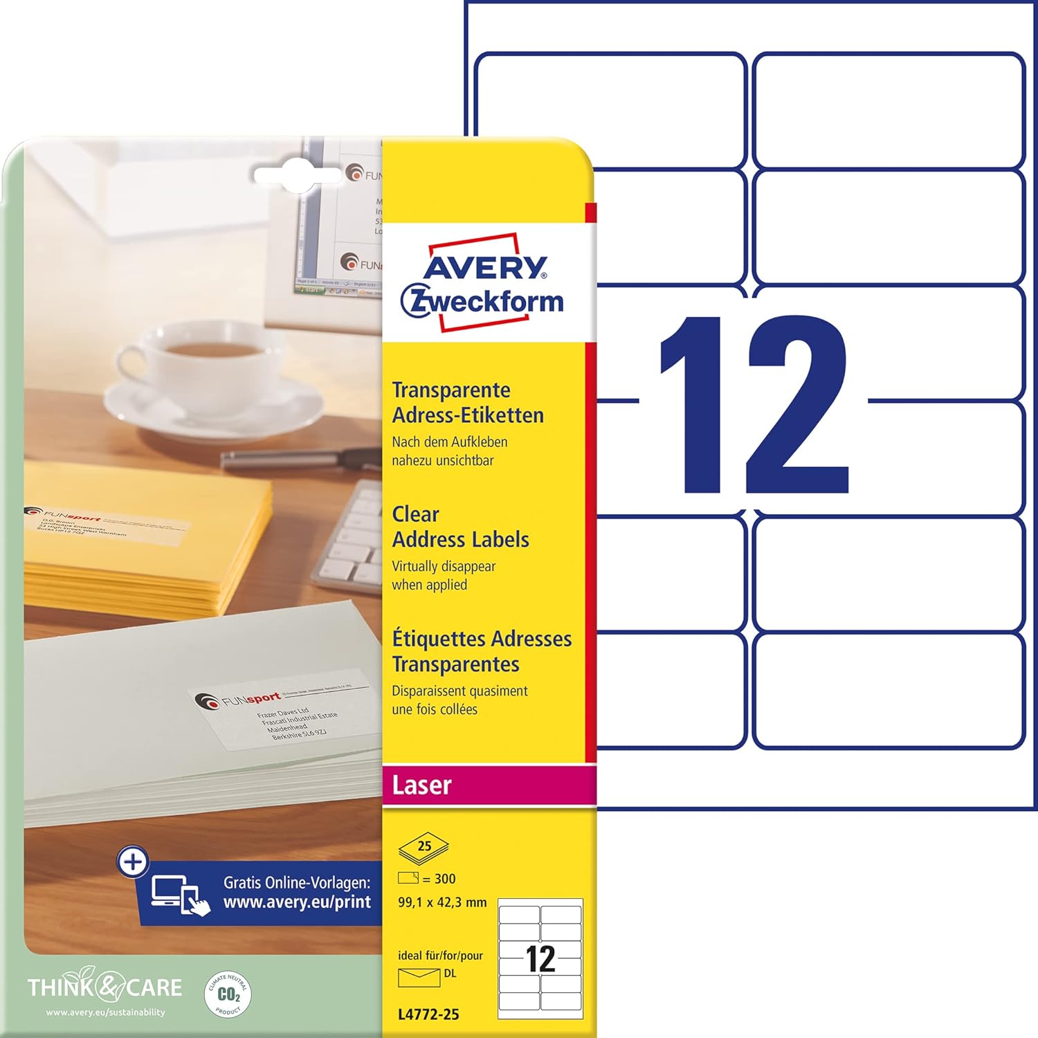 AVERY Zweckform L477225 Address Labels Printable SelfAdhesive for DIN