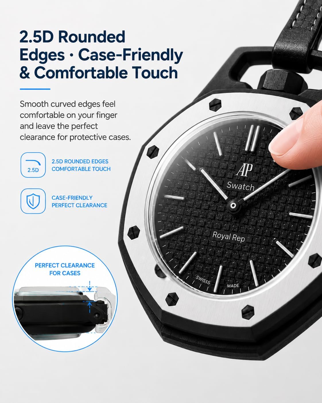 Stanchev Crystal Protector for AP Swatch Royal Pop, Tempered Glass Anti-Scratch Screen Protector Compatible with Swatch AP Pocket Watch, HD Clear Screen Protector Cover for Audemars Piguet & Swatch (5 Pack) image 4