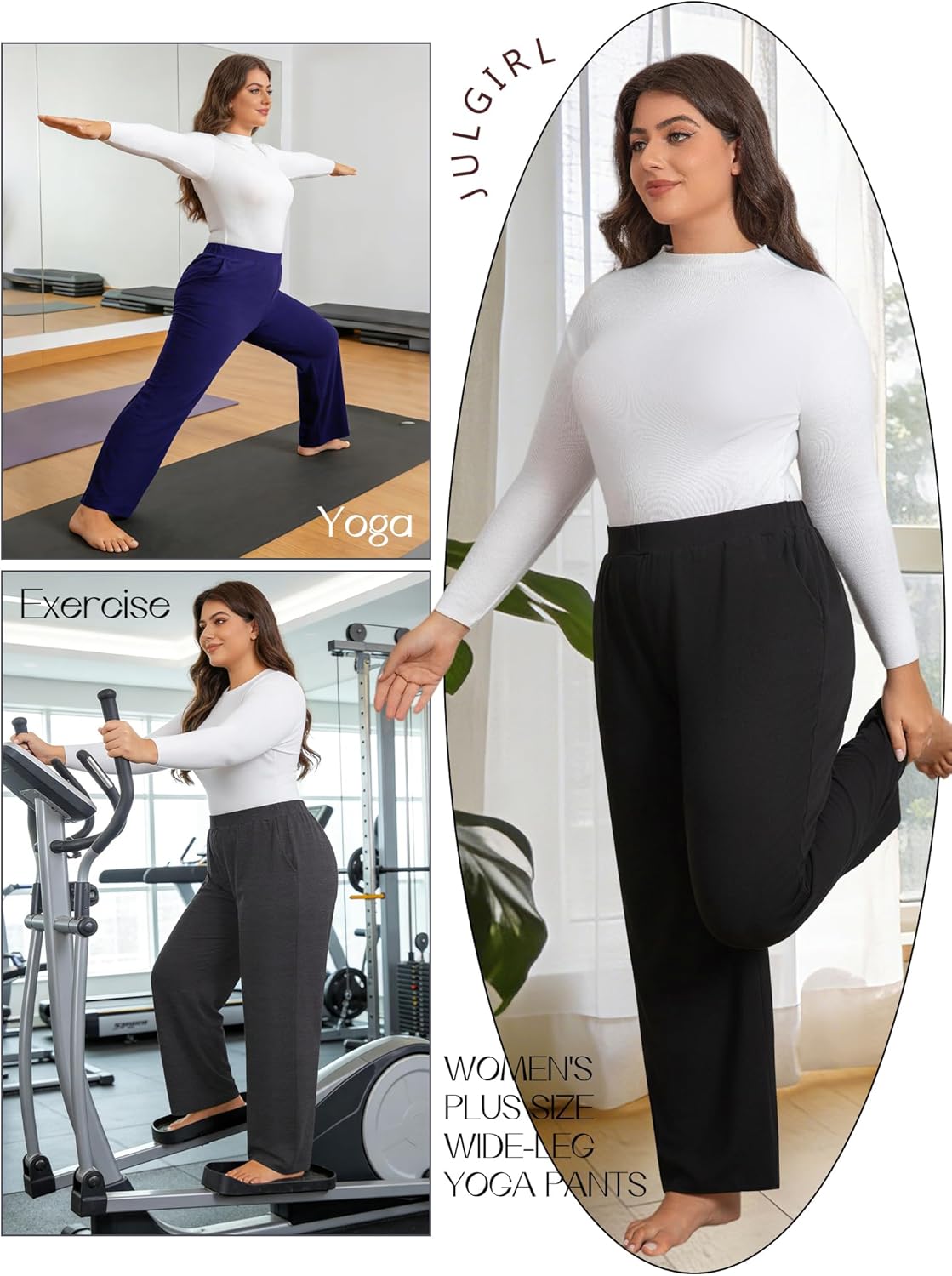 3 Pack Women's Plus Size Sweatpants, High Waist Wide Leg Pants, Loose Casual Pajama Pants, Yoga Pants with Pockets - Image 6