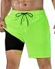 difficort Mens Swim Trunks with Compression Liner Quick-Dry Bathing Suit with Zipper Pockets
