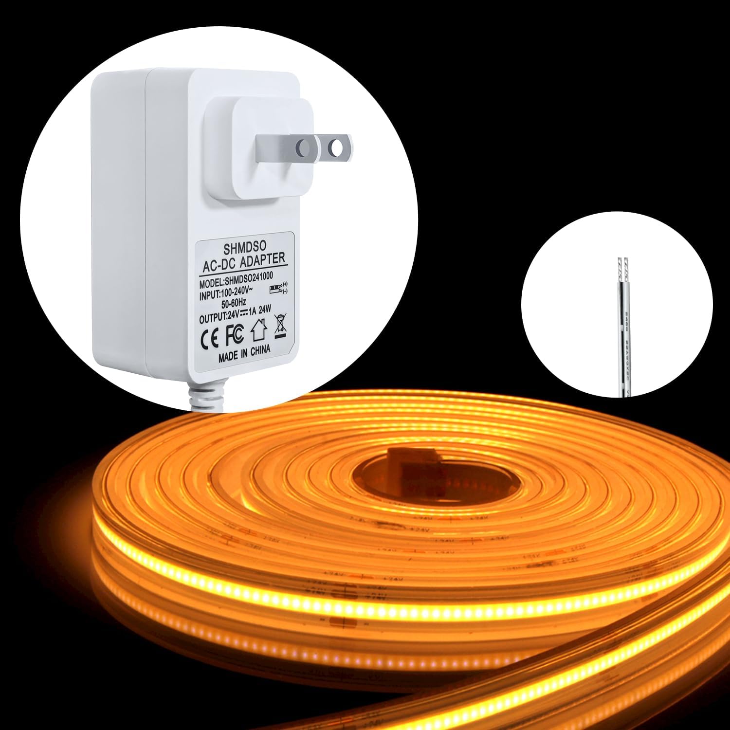 DC 24V Power Supply, 33 Feet Cable, Compatible with Arlo Nest, Eufy, Wyze, Ring Doorbell Transformers, and Google Nest, Honeywell, Emerson, Ecobee Thermostat Power Adapters