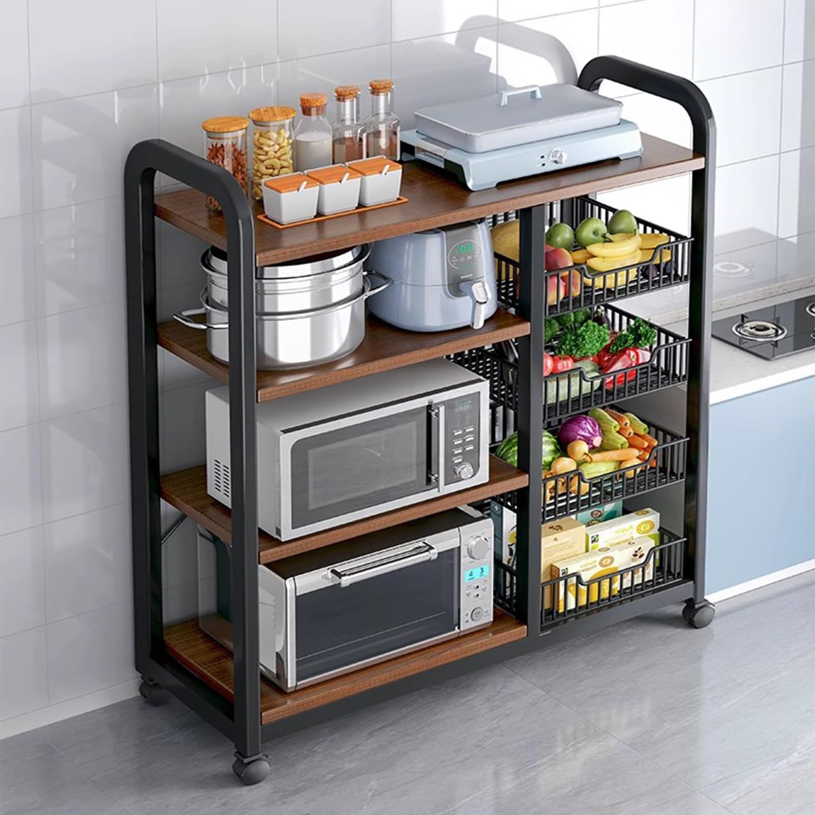 Amazon.co.jp: キッチンシェルフ、自立型キッチン収納棚ラックワーク 