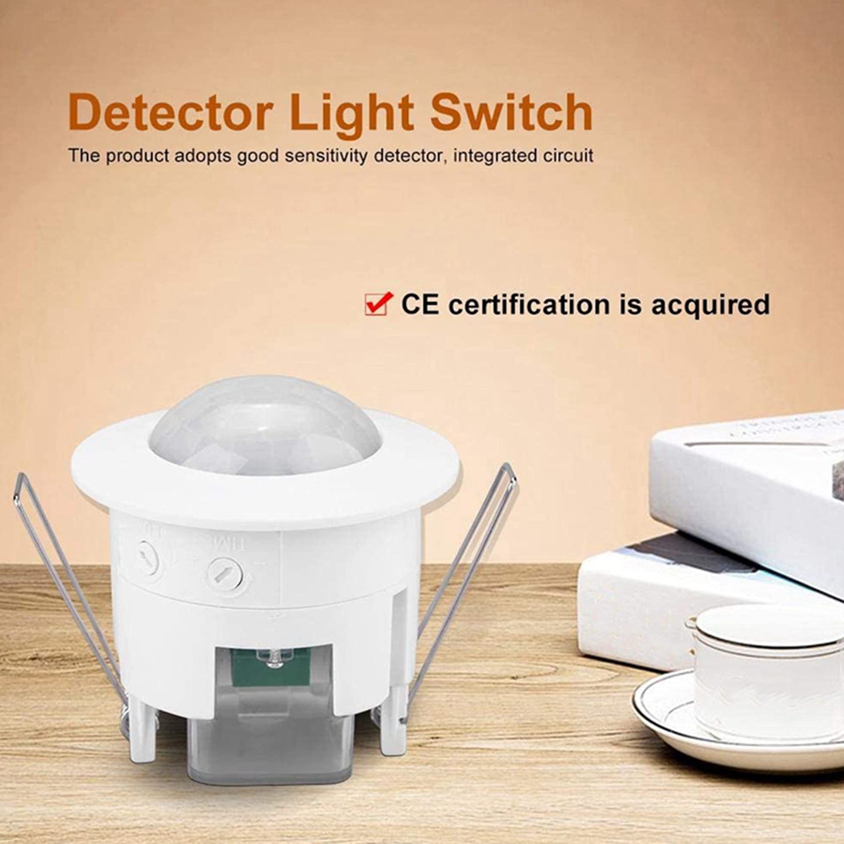6X Interruptor de Luz del Detector del Sensor de Movimiento del Techo PIR Empotrado Infrarrojo de 110V-220V 360 °, Sensor de Luz de Movimiento