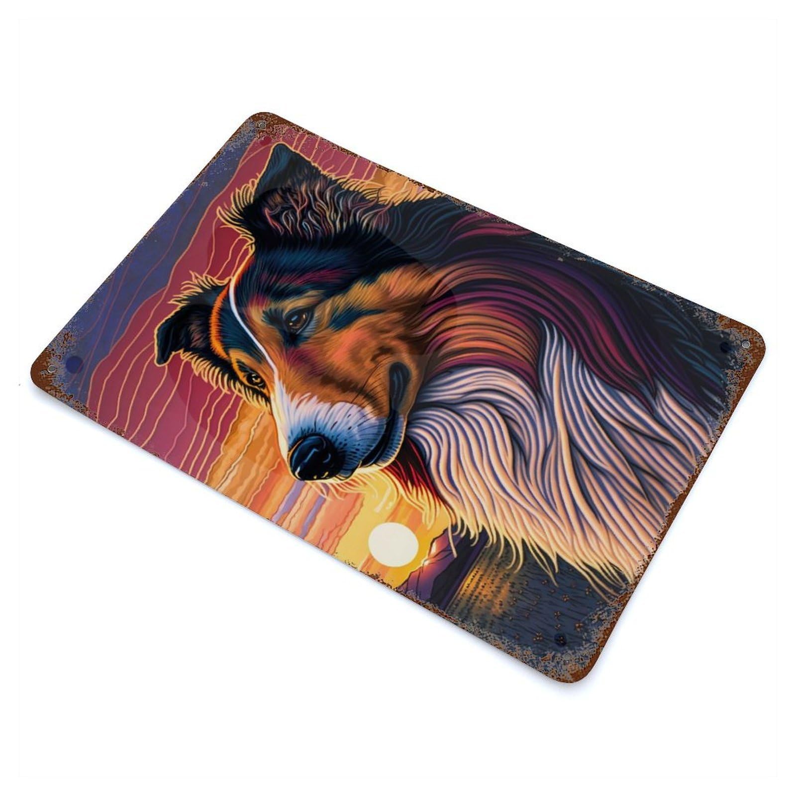Rough Collie Style 4 Retro Metal Sign 11.8"x7.9", Shabby Chic Decor for Garage, Pub Or Kitchen