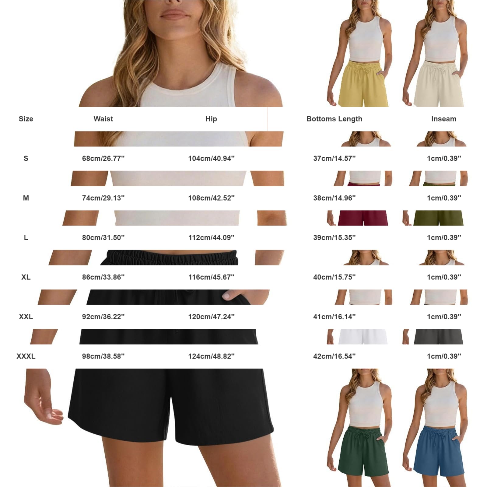 Generico Bermuda Cotone Donna - Estivi al Ginocchio Pantaloncini Lino Donna Leggeri Pantaloni Corti Eleganti Curvy Elastico in Vita Shorts Gamba Larga Baggy Pantaloncini Larghi Spiaggia